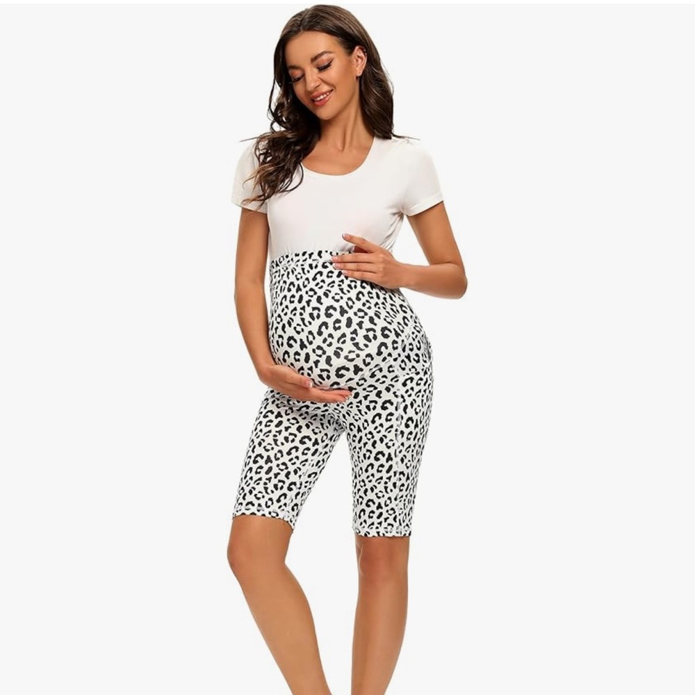 🆕 Mazusports Leopard Print Maternity Bike Shorts
